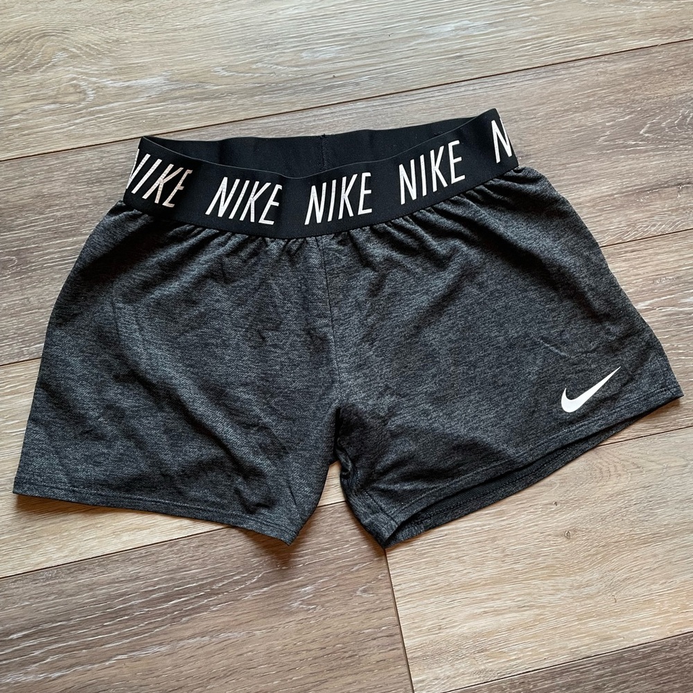 Nike Dri-Fit Shorts Dark Grey Black Waist Band Girls Size Large L
